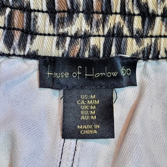 House of Harlow Leopard Animal Print Pant Wide Leg High Rise Brown Black Size M - Picture 10 of 13